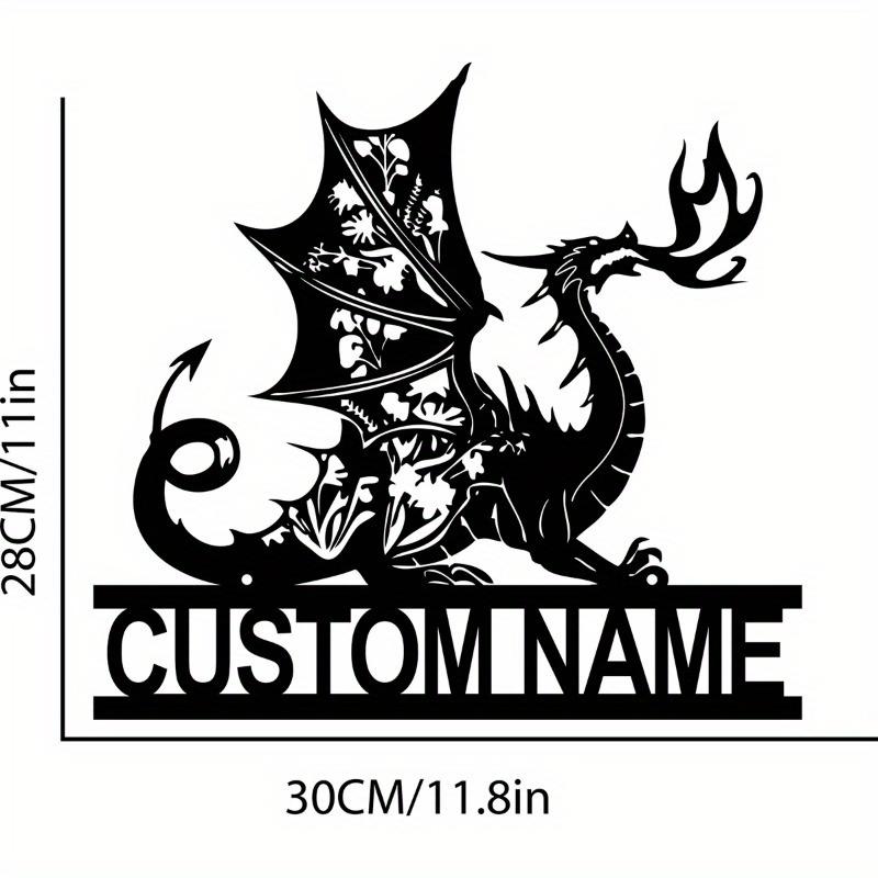 Custom Fire Dragon Metal Wall Decor - Personalized Fire Dragon Sign for Farmhouse Kitchen, Living Room & Office