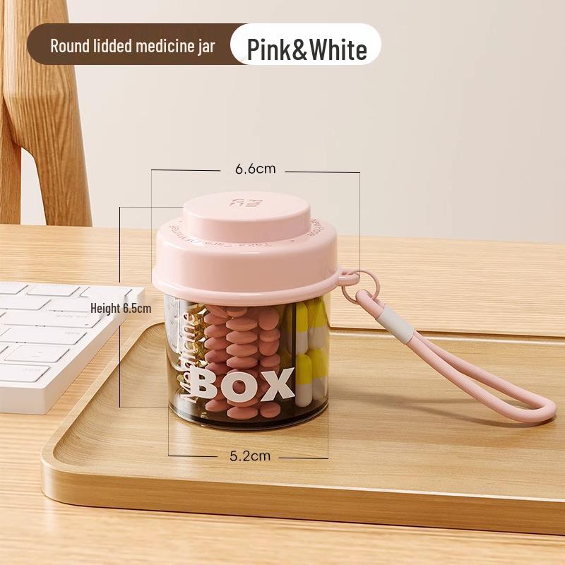 Runde Reise-Pillendose mit Deckel - Feuchtigkeitsgeschützt, unterteilt für drei Tagesdosen