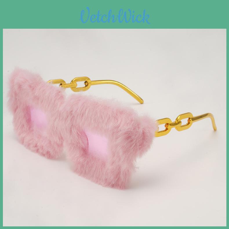Modern Plush Square Sunglasses With Chain Frame For Fashionable Summer Parties