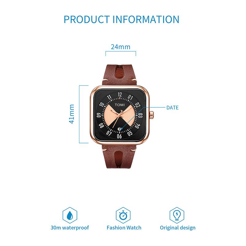 Fashion Square Watch Men's and Women's Simple and Atmospheric Business Leisure Trend Quartz Electronic Watch