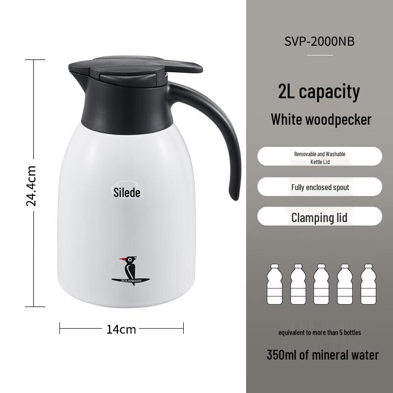 Solid 2L 304 Stainless Steel Insulated Thermos Pot