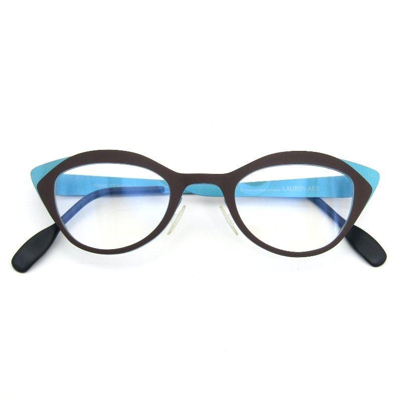 Used Unused ANNE ET VALENTIN Glasses Frame LAUREN Made in France Lauren A60 Brown/Light Blue 54000506
