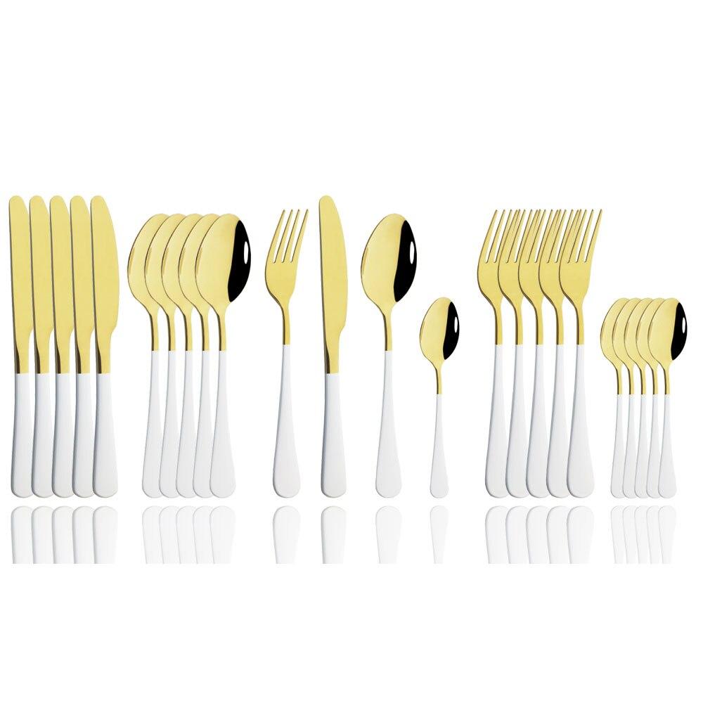 24Pcs Mirror Polished Blue Cutlery Set Stainless Steel Dinnerware Set Knife Fork Coffee Spoon Tableware Set Kitchen Dinner Silverware Set