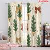 2pcs,2D Plane Printing Window Curtain Christmas Trees Bows Holiday_a Polyester Fabric (without Rod) Versatile All for Living