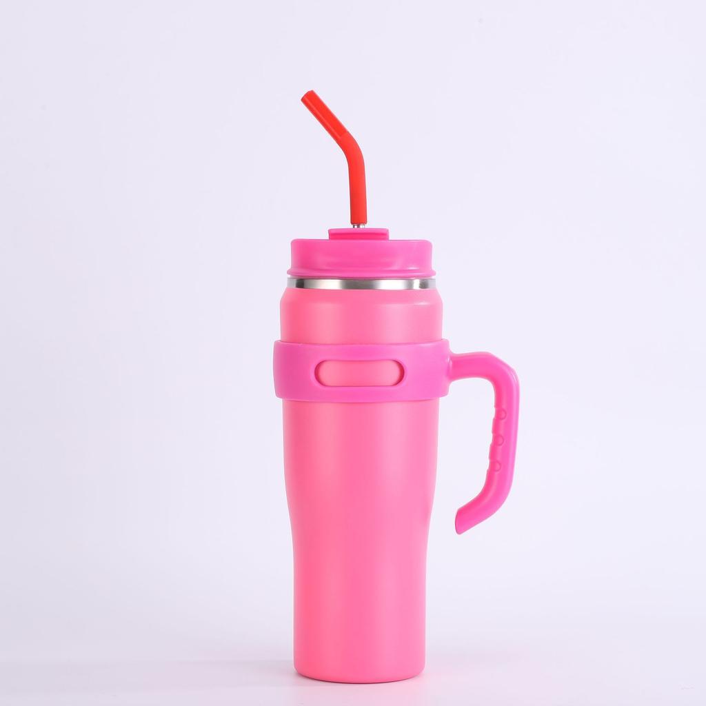 Stainless Steel Straw 40oz Ice Cream Cup, Giant Thermos Cup, Large Capacity Car with Handle, Car Cup