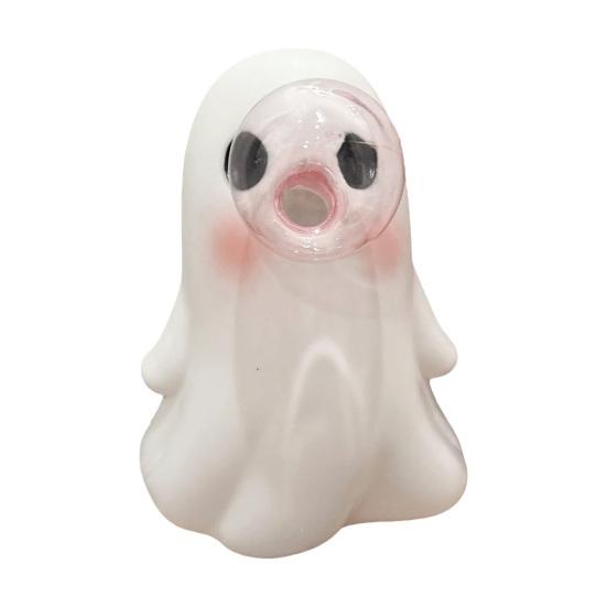 Halloween Ghost Figurine Pink Bubble Gum Ghost Statue Resin Tabletop Ornament for Home Office Shelf Tiered Tray Decor