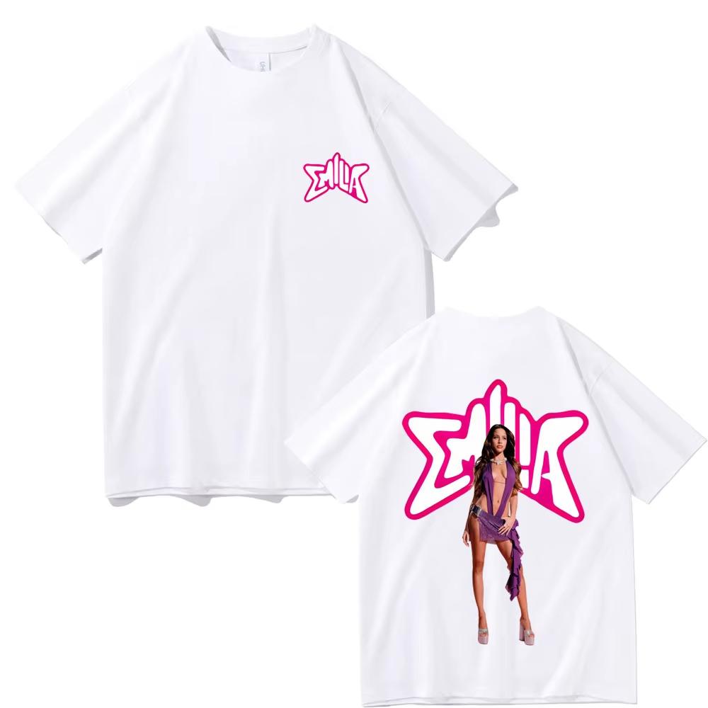 Singer Emilia Mernes MP3 Double Sided Print T Shirts Men Women Cotton Oversized Tshirts Male Fashion Tshirt Fashion Streetwear