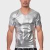 Men's Summer Slim Trendy Short-Sleeve Shiny T-Shirt for Nightclubs