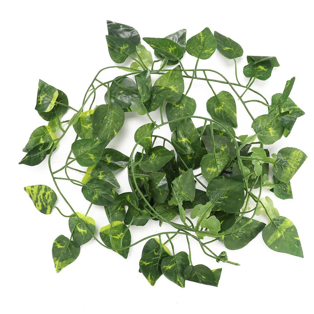 Artificial Fake Leaves Hanging Vines 6.89ft Long Vine Reptile Habitat Decor (Scindapsus Leaves)