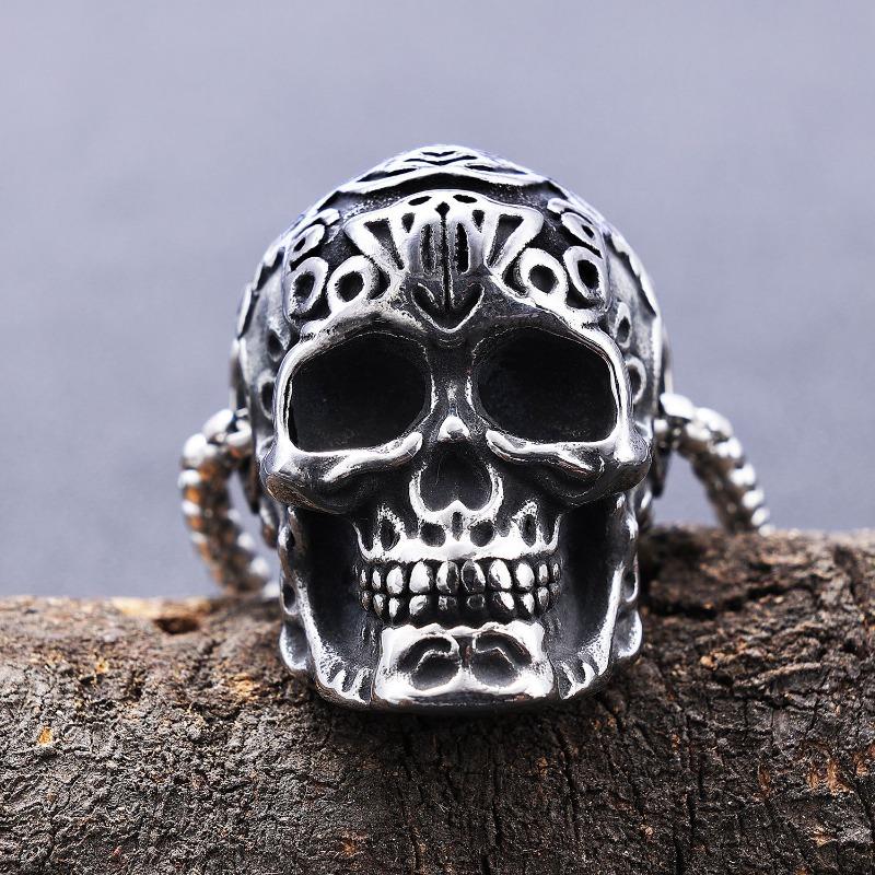 Meier Stainless steel punk skull men's everyday necklace