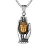 Acciaio Inossidabile Titanio Palma di Buddha Buddismo Vintage Boho Punk Hip Hop Ciondolo Collane Catene Collana per Uomo Donna Regalo
