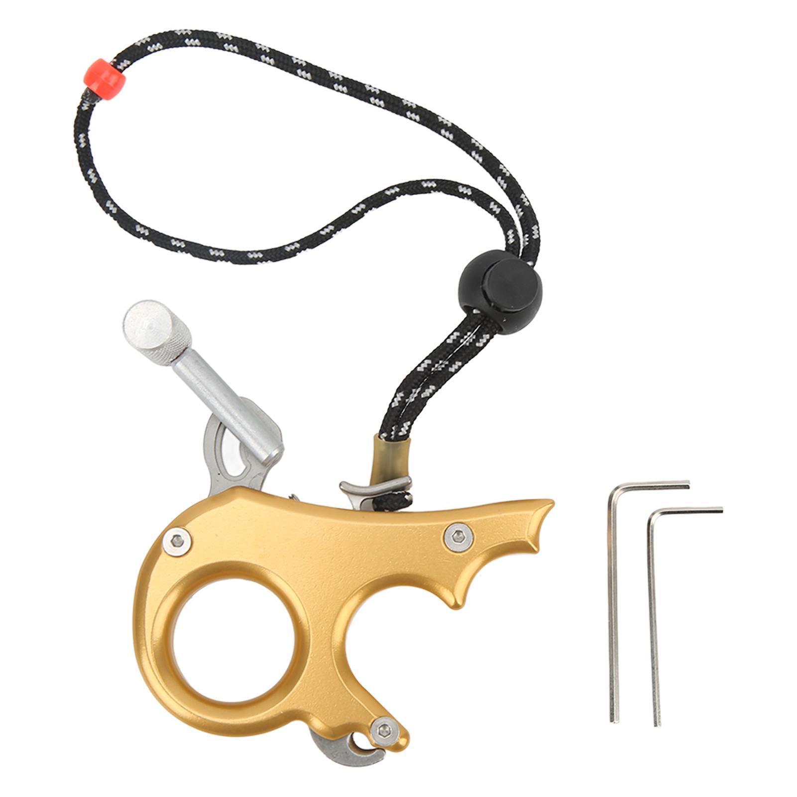 Igeteck Gold Archery Thumb Trigger Aluminum Alloy Compound Bow Release Aids 3 Finger Grip Caliper For Outdoor Hunting Shooting
