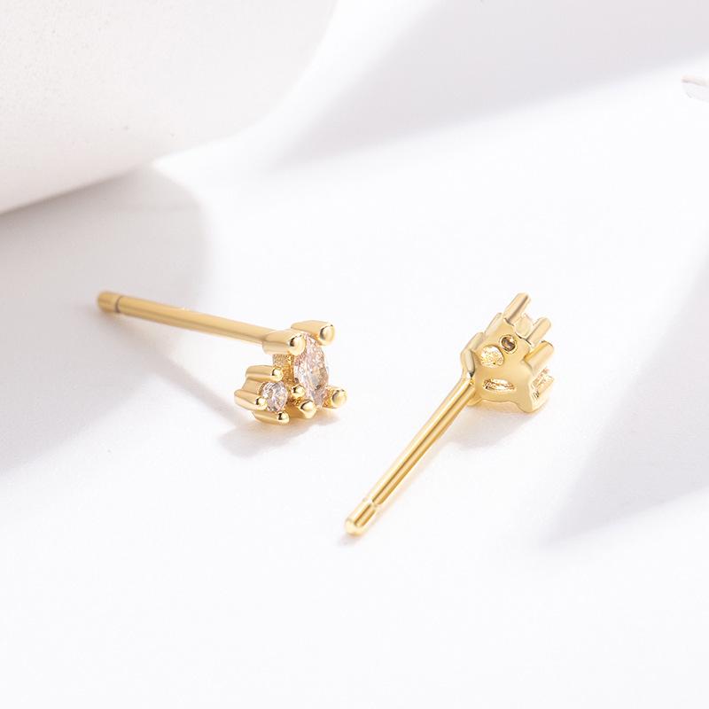 Elegant Mini Zircon Stud Earrings for Women – Unique Gold Design with High-End Appeal Copper