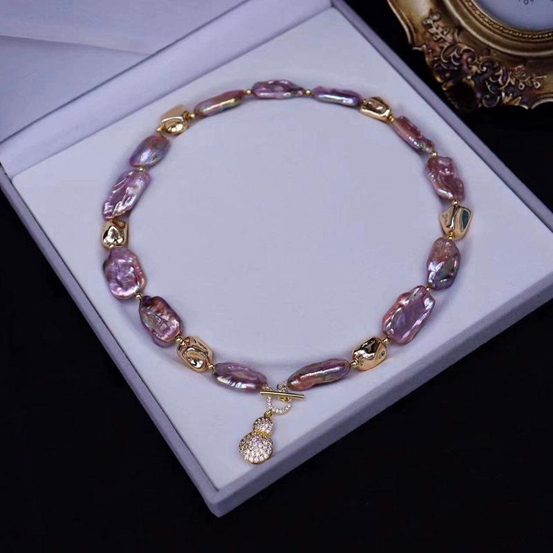 038 Baroque Freshwater Pearl Necklace - Elegant & Versatile Clavicle Chain for Women, Light Luxury Court Style