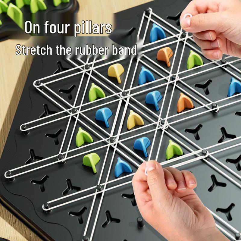 Cross-Border Desktop Parent-Child Puzzle Chess Game with Rubber Band and Intelligent Triangle Toy for Children