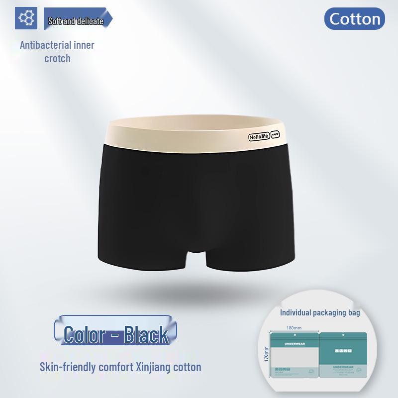 Men's 7A Antibacterial Pure Cotton Boxer Briefs - Breathable Sports Underwear for Teens and Adults