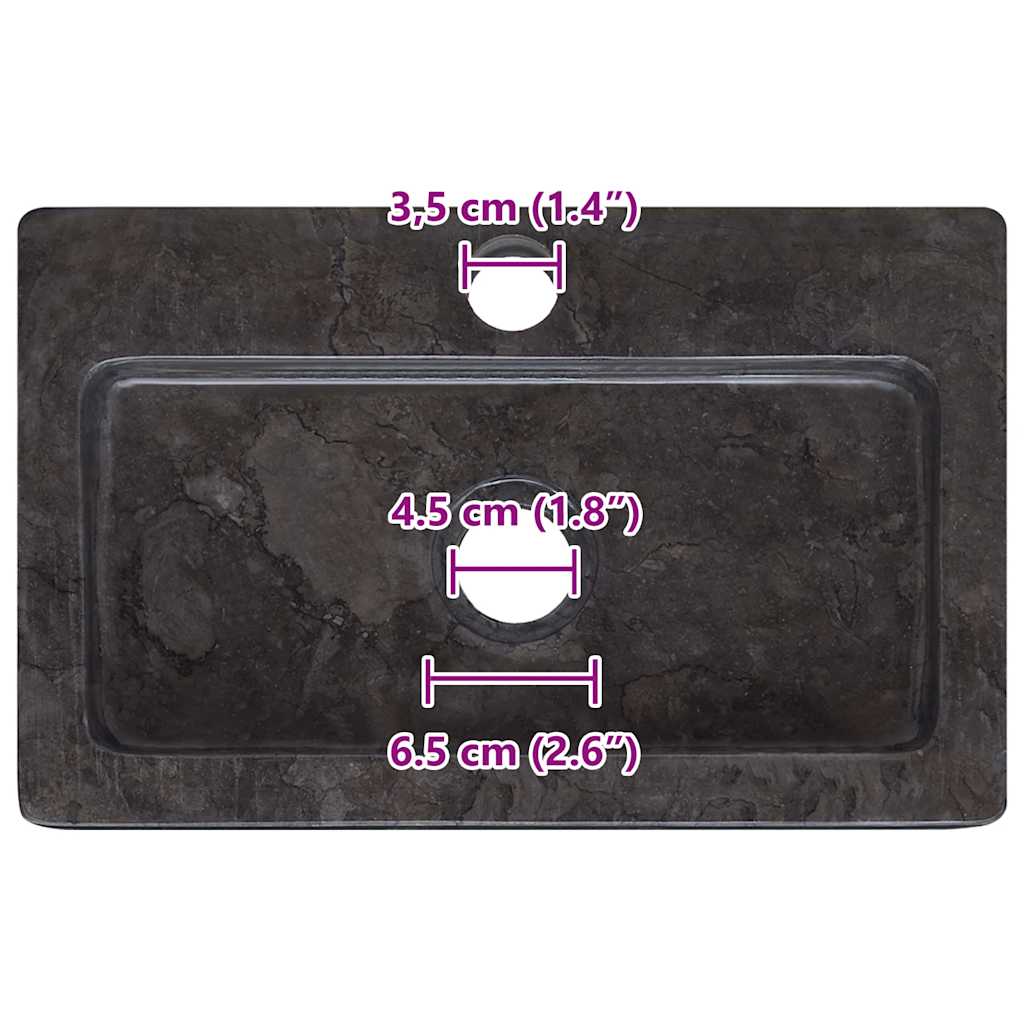 Wandmontiertes Waschbecken Schwarz 38 x 24 x 6,5 cm Marmor