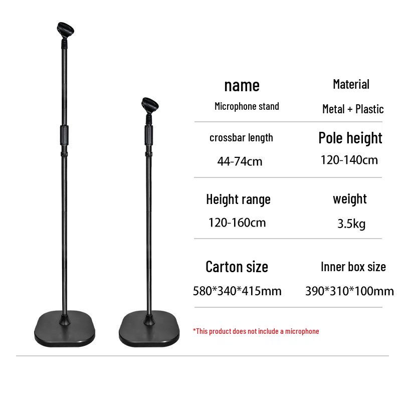 Adjustable Floor Microphone Stand with Retractable Boom Arm for Live Streaming, Singing, and Stage Use