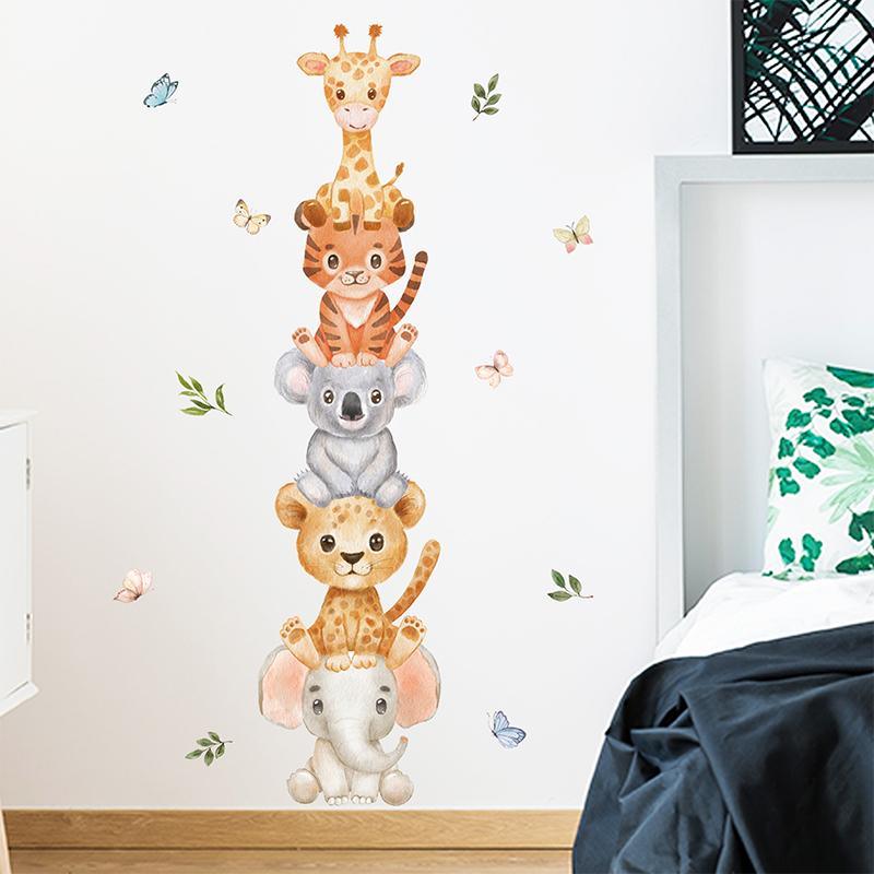 

Милые наклейки на стену Дженга с животными для гостиной, спальни, двери, лестничной клетки, фоновые наклейки на стену