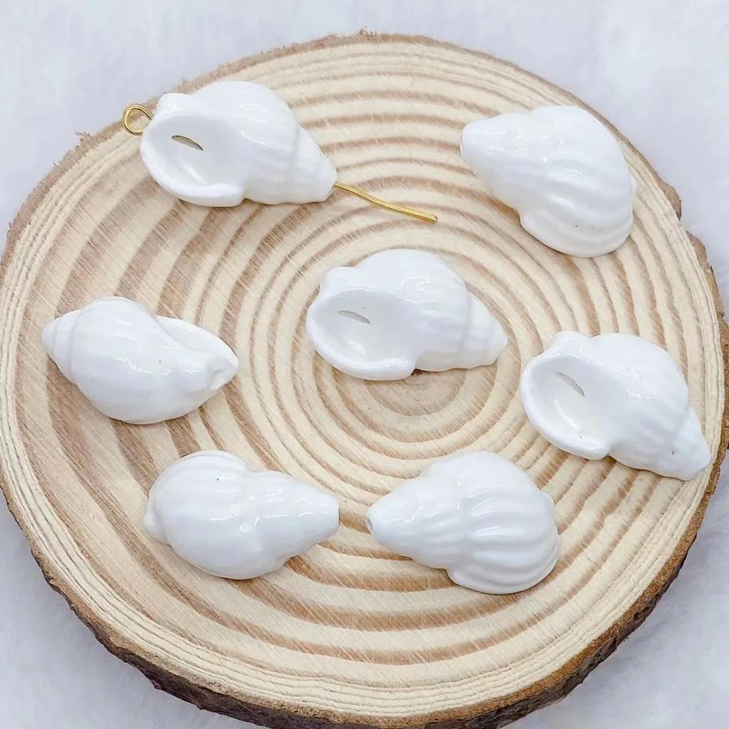 DW43 10Pcs Fashion Conch Shape Good-looking Ceramic Porcelain Beads DIY Handmade Pendant Bracelet Necklace Accessories Jewelry