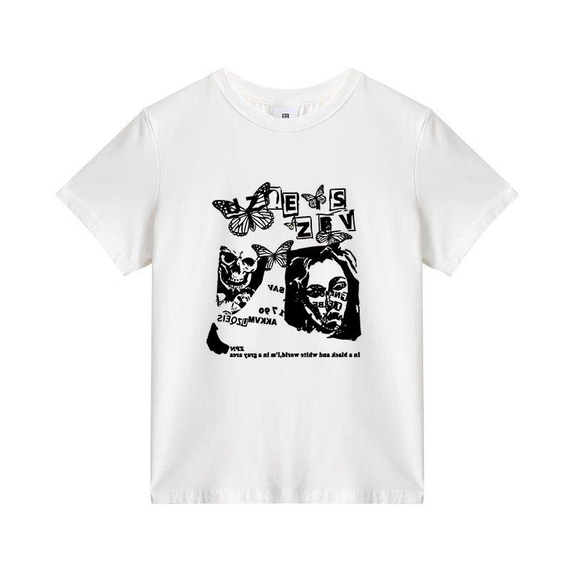American retro shoulder sweet Spice girl short-sleeved T-shirt women s summer niche design sense wear versatile short-sleeved top s suggestion 40-47.5kg белый