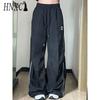 HNXC Schwarze weite Fallschirmhose Damen Vintage Casual Übergröße 90er Hose Damen Gorpcore Harajuku Mode Streetwear