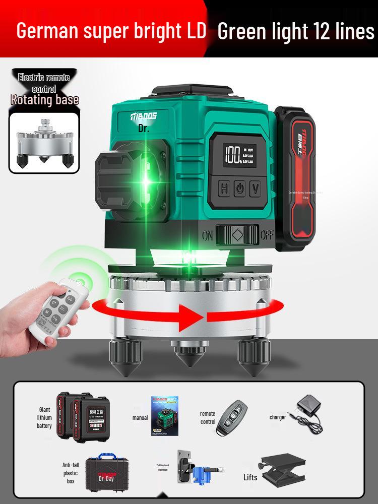 High-Precision Infrared & Green Light Laser Level with Auto-Leveling for Engineering and Surveying