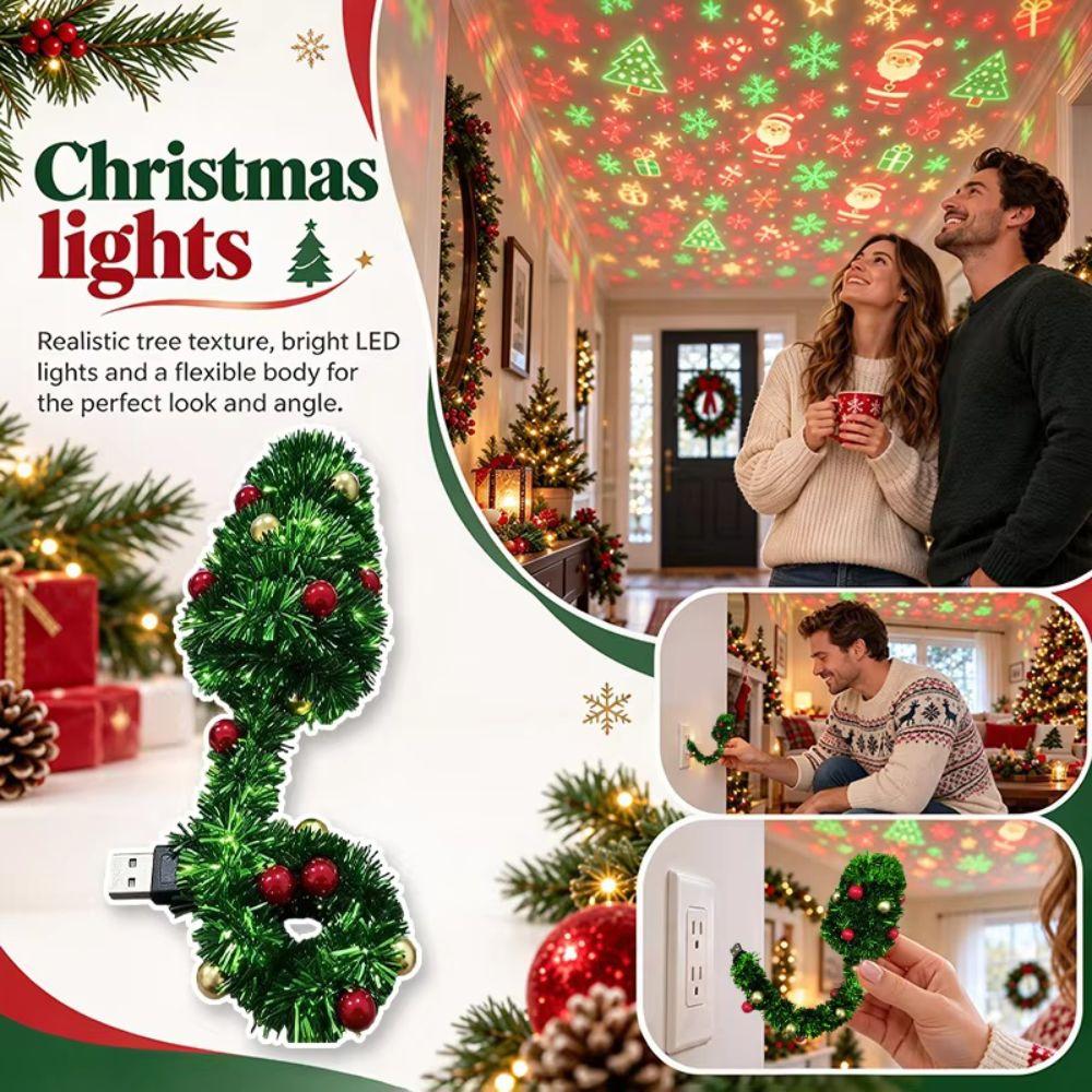 Decor Christmas Tree Design Night Light HD 6 Festive Scenes Projector Light Plug In LED Night Lamp Party