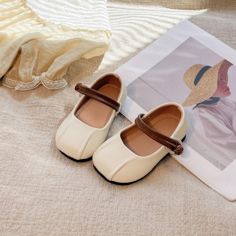 Kids Two Tone Mary Jane Casual Flat Shoes 15 бежевый