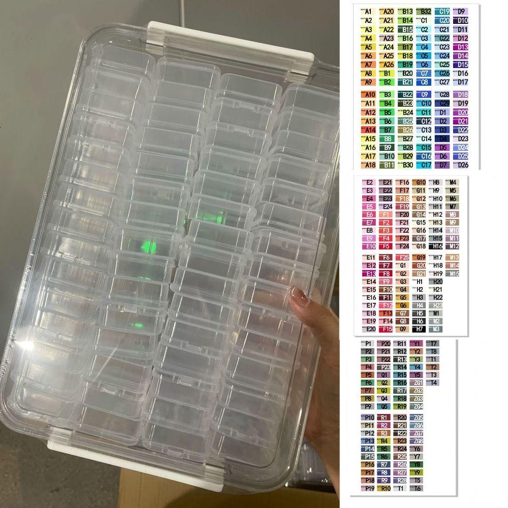 Large Capacity Fuse Beads Organizer 60 Small Boxes with Cover Bean Storage Box Transparent Square Design Jewelry Container