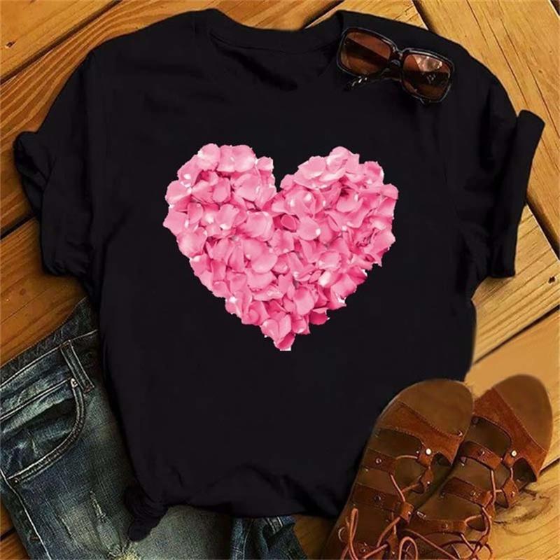 Women Graphic Flower Floral Printed T-shirts Cute 90s Style Vintage Print Tops Lady Tees Clothing Female T Shirt Womens T-Shirts