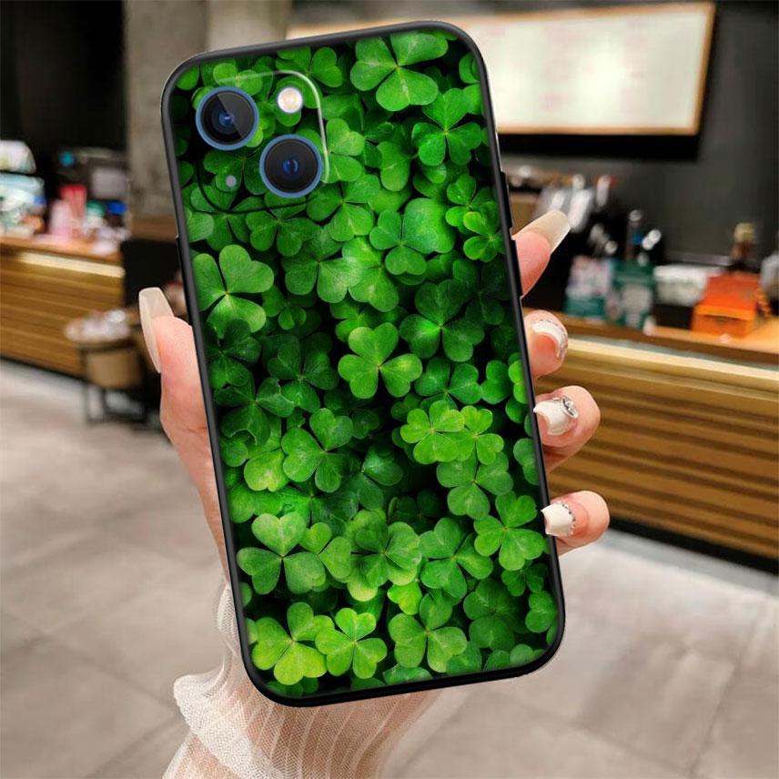 Fresh Clover Full Print Phone Case for iPhone 17 16 15 14 13 12 11 Series Pro Max Plus Double Layer Protection