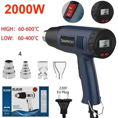 220V horkovzdušná pistole LED Variabilní Pokročilá elektrická horkovzdušná pistole Pokročilá horkovzdušná pistole 2000W s displejem na zadní straně
