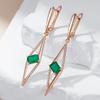 Square Green Natural Zircon Long Drop Earrings For Women Fashion  Rose Gold Accessories Wedding Party Daily Jewelry