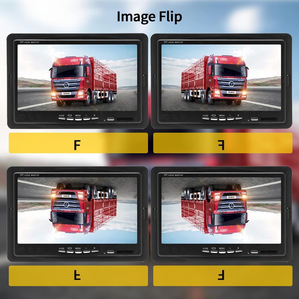 Hodozzy Backup Camera Kit with LCD Monitor and 2 Rearview IP68 18 IR Night and Cable for Parking or Caravan 7-inch Cameras, Waterproof, Vision, 4-Pin