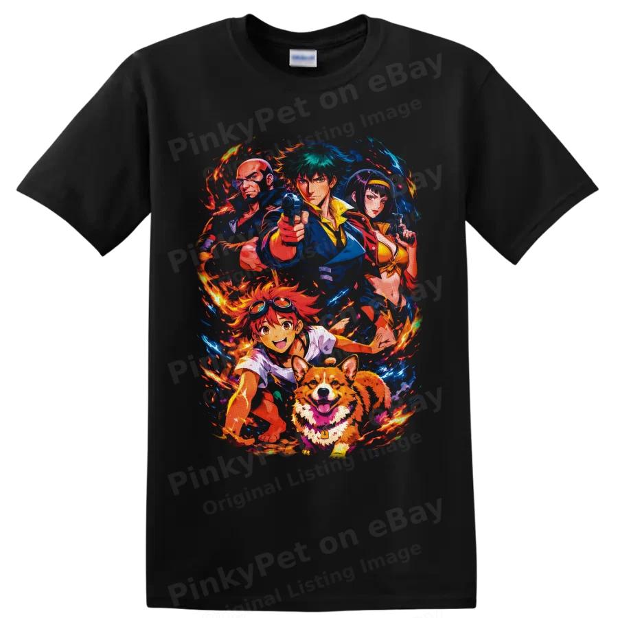 Cowboy Bebop Spike Spiegel Anime T Shirt w/ Jet Faye Edward Ein Graphic Art Tee