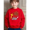 Playful Cartoon Printed Crew Neck Sweatshirt for Daily Leisure School Comfortable Tops