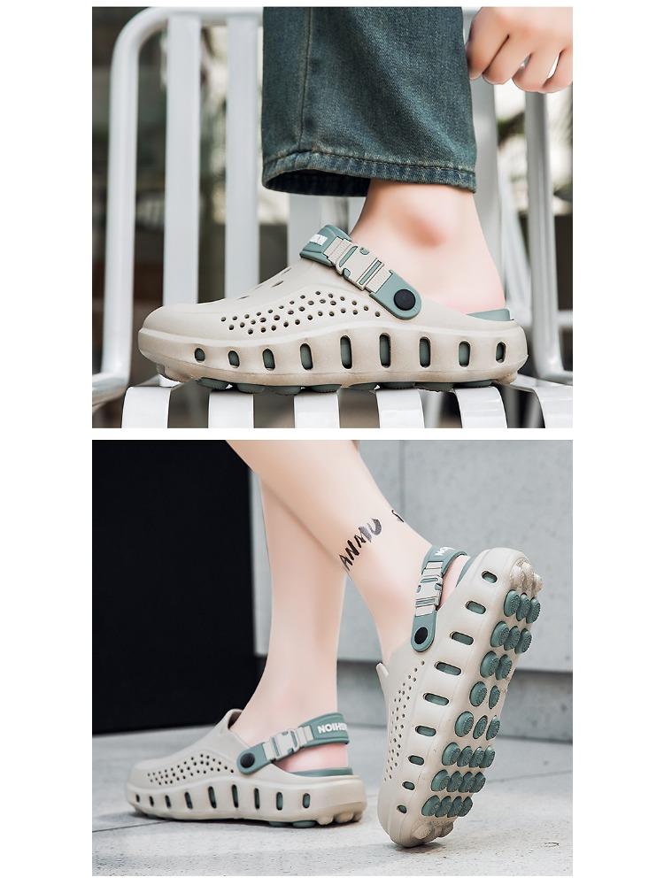 New Men Sandals Outdoor Soft Thick Sole Slides Breathable Sandals Non-Slip Garden Clogs Lightweight Summer Beach Slippers
