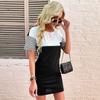 Vestito Estivo Casual Girocollo Manica Corta a Strisce Gonna Donna
