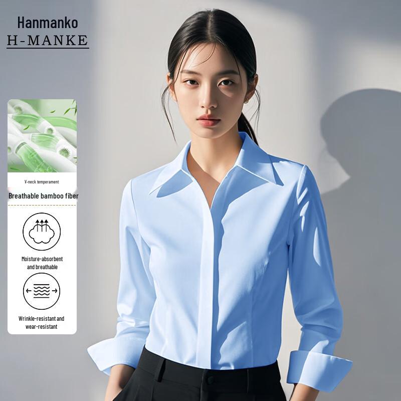 Women s Non-Iron Business V-neck Shirt L