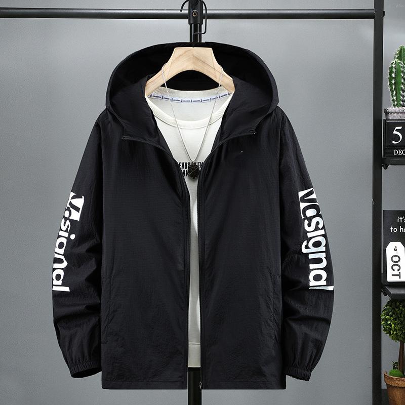 

10XL 9XL Plus Size Summer Jackets Men Sun Protection Skin Coats Ultra-Light Hooded Jackets Windbreaker Man Big Size 8XL Jackets 10XL чорний