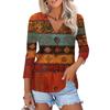 Women's Fashion Casual Printing Button-down Shirt 3/4 Long Sleeve Tops