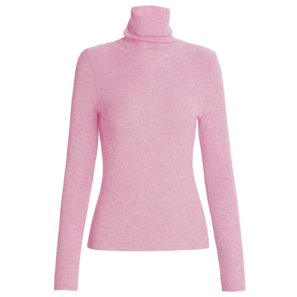 Zhili Women's Spring 2025 Multicolor Slim Fit High Collar Long-Sleeve Knitted Sweater