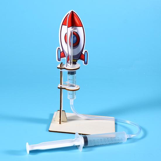 1 Sada DIY Model Raketometu Ručně Vyráběné Dřevěné Puzzle Vzduchem Poháněná Raketa Stavební Řemesla Děti STEM Vzdělávací Vědecký Experiment Hračka