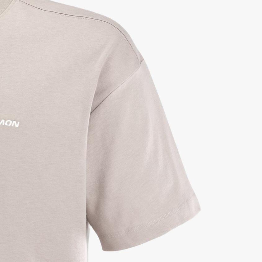 Salomon Casual Breathable Comfortable Soft Short Sleeve T-Shirt Men Tops Ethereal-Brown C25276