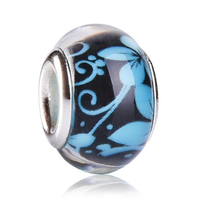 Daisy Flower Round Murano Glass Beads for Charm Bracelet Pendant DIY Jewelry