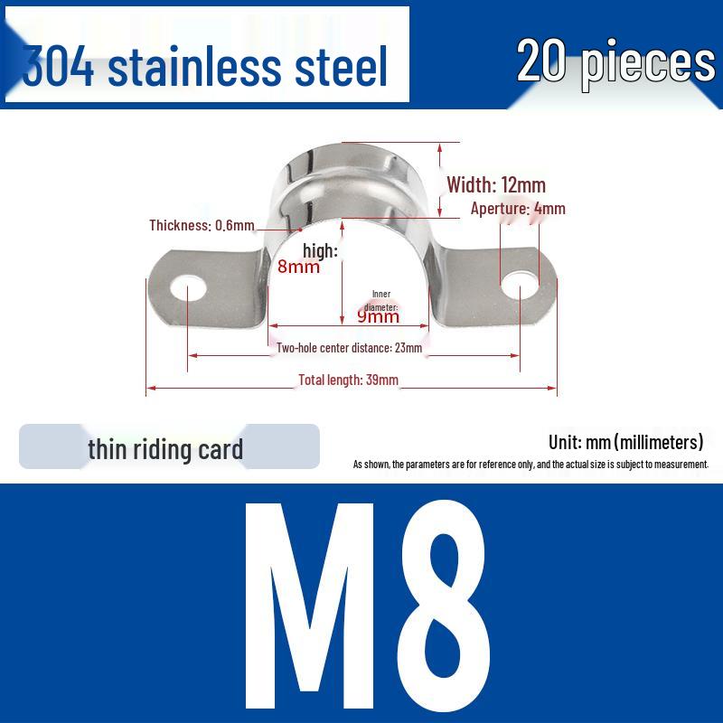 304 Stainless Steel U-Bolt Pipe Clamp Bracket - Pipe & Hose Clip Snap-on Hoop