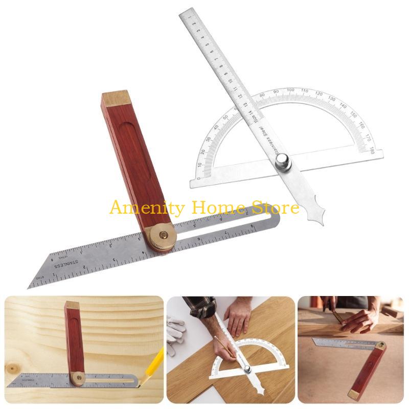 F26C Sourcing Map Angles Protractors 180 Degree Stainless Steel Finders Gauges Adjustable CN