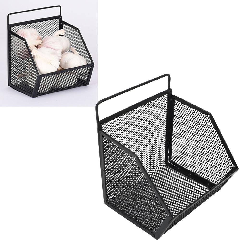 Hanging Wire Basket 13.2x10x15cm Adhesive Metal Small Wire Storage Basket for Kitchen Bathroom Bedroom