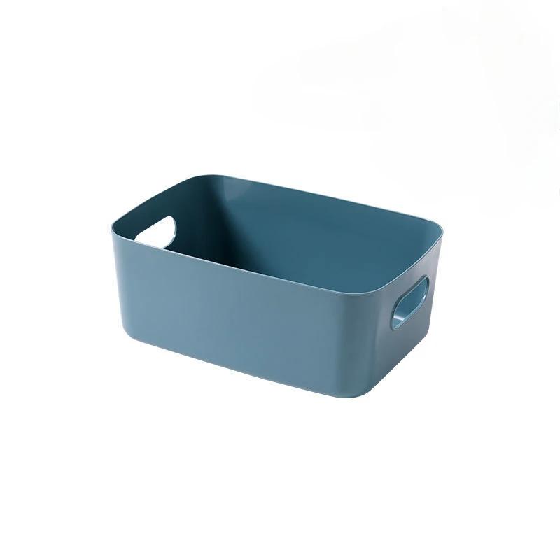 Пластиковая корзина для хранения всякой всячины настольный органайзер для косметики и закусок бытовая кухонная сортировочная коробка для ванной комнаты контейнер с ручкой S синий 1179₽